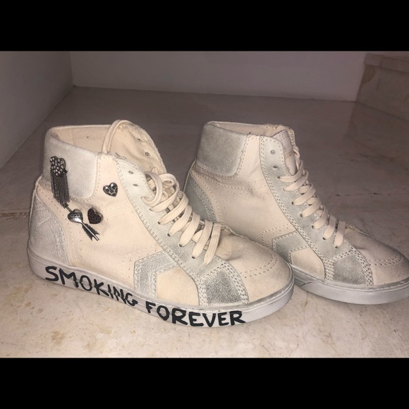 Saint Laurent cream mid-top "Smoking Forever" - Picture 2 of 7